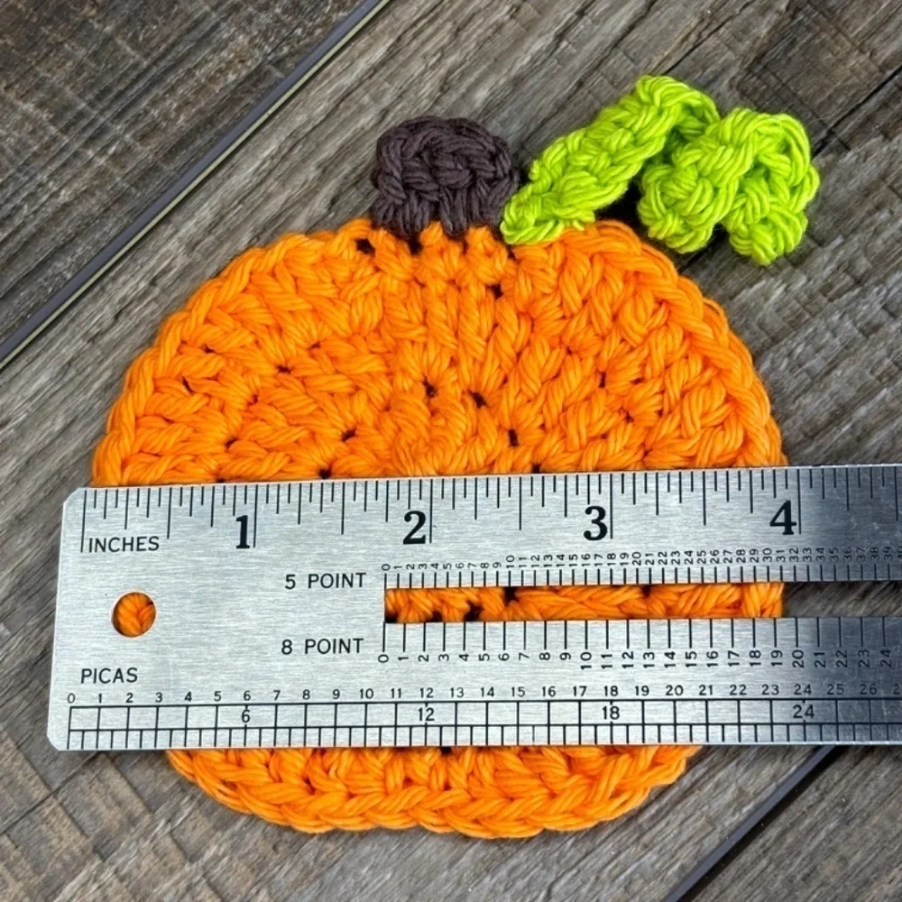 Pumpkin Cup Mug Coasters Set of‎ 4 Handcrafted Crochet by Seller Cotton